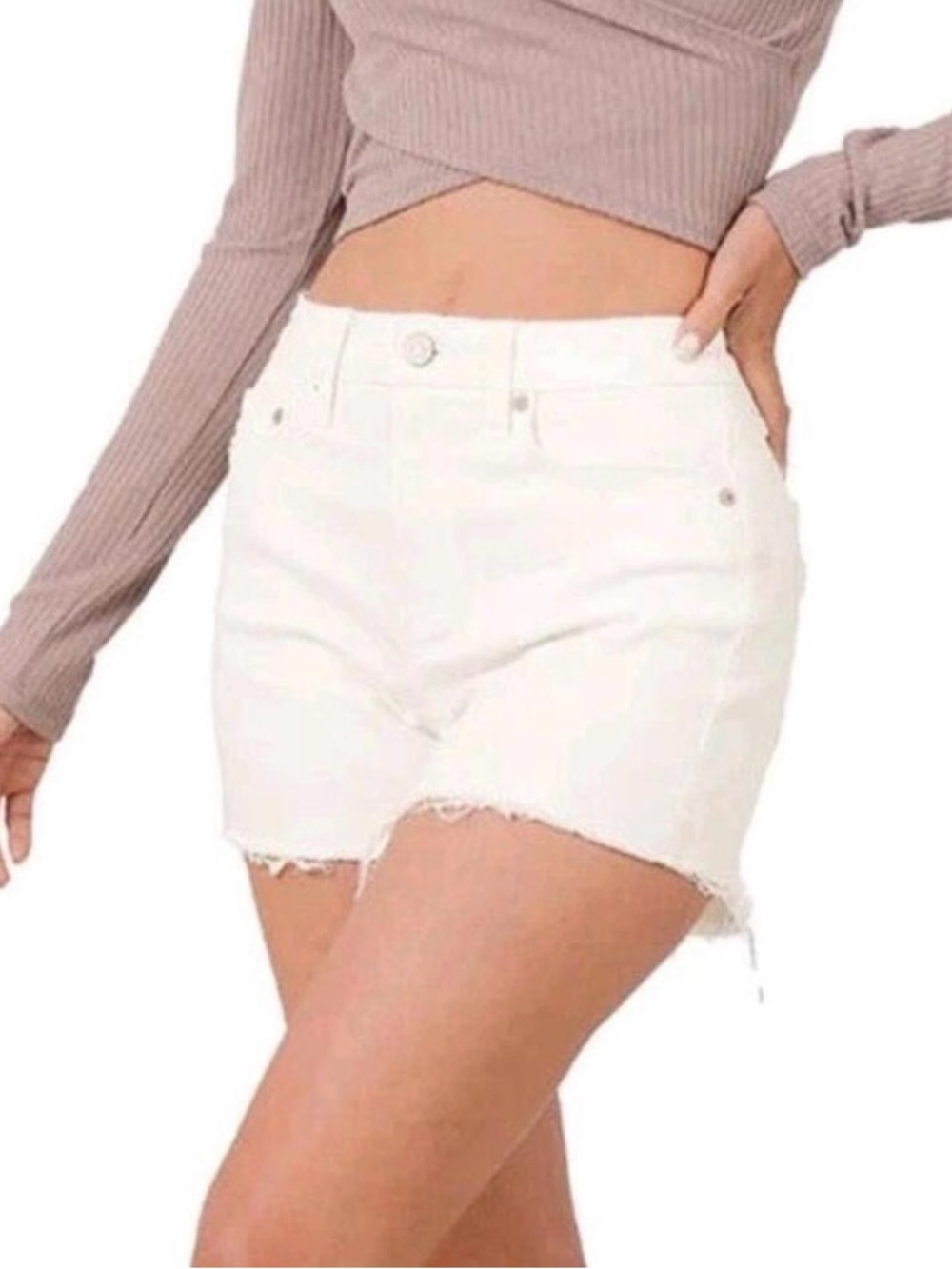 Zenana White High-Rise Denim Cutoff Shorts - Classic Casual